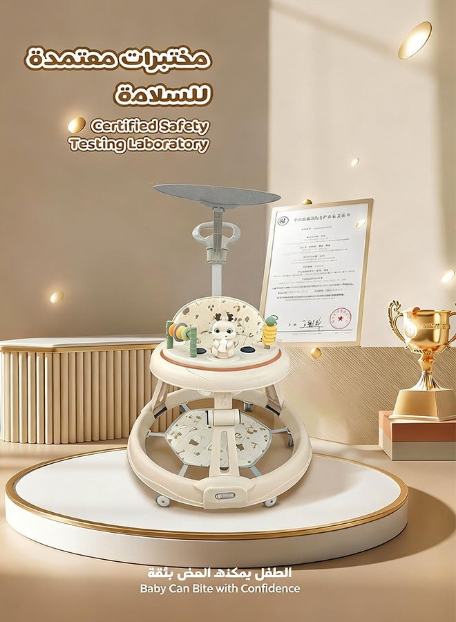 الأورلار مشاية أطفال 5 في 1، مشاية دفع للأطفال ومركز أنشطة مع وضعية هزاز للأطفال، ارتفاع قابل للتعديل، تصميم قابل للطي، قاعدة واسعة مضادة للانقلاب، عجلات 360° صامتة، لوحة ألعاب موسيقية قابلة للإزالة، مسند قدم، مشاية تعليم المشي، مشاية دائرية، مشاية خفيفة، للأطفال من 6–36 شهر، لون أبيض - Image 3