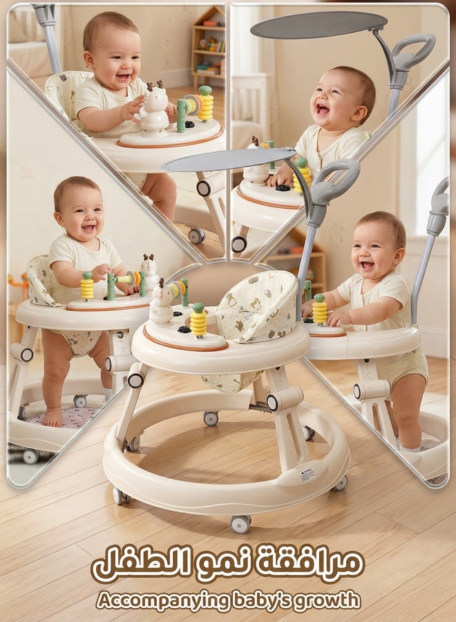 الأورلار مشاية أطفال 5 في 1، مشاية دفع للأطفال ومركز أنشطة مع وضعية هزاز للأطفال، ارتفاع قابل للتعديل، تصميم قابل للطي، قاعدة واسعة مضادة للانقلاب، عجلات 360° صامتة، لوحة ألعاب موسيقية قابلة للإزالة، مسند قدم، مشاية تعليم المشي، مشاية دائرية، مشاية خفيفة، للأطفال من 6–36 شهر، لون أبيض - Image 5