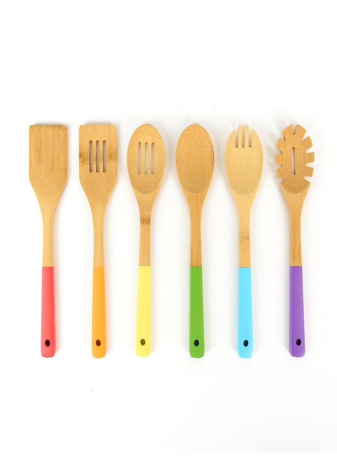 HelloBio Rainbow Bamboo Kitchen Utensil Set for Kids - Montessori-Inspired 6-Piece Real Cooking Tools | Ages 2+ | Natural Bamboo | Color-Coded | Thoughtful Gift for Toddlers & Preschoolers - Image 4