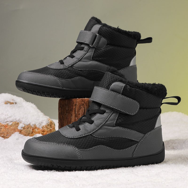 Winter New Children'S Wide-Head Wide-Palm Cotton Shoes Large Children'S High-Top Fleece-Lined Thickened Outdoor Warm Non-Slip Snow Boots - Image 4
