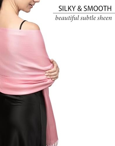 Achillea Soft Silky Pashmina Scarf for Women – Shawl Wrap for Evening Dresses, Bridesmaids, Weddings & Everyday Wear (Pink) - Image 4