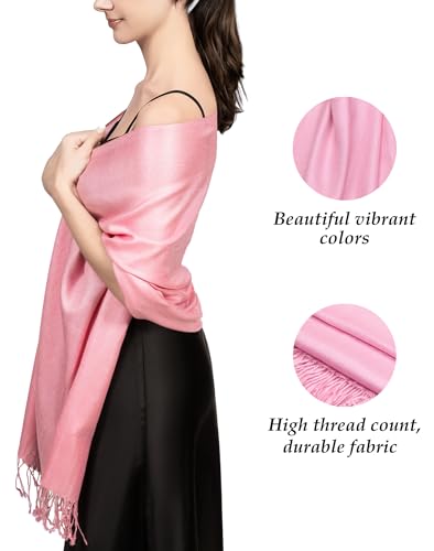 Achillea Soft Silky Pashmina Scarf for Women – Shawl Wrap for Evening Dresses, Bridesmaids, Weddings & Everyday Wear (Pink) - Image 5