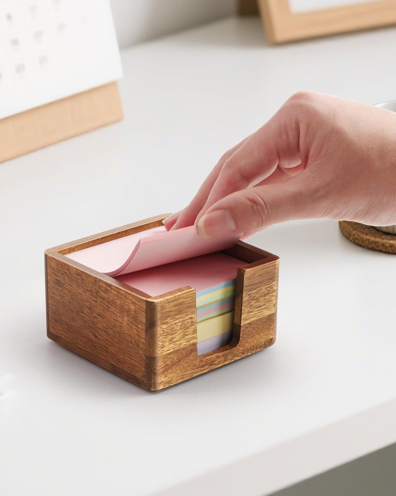 SWKHDKX Acacia Wood Sticky Note Holder, Post It Note Dispenser for Office Desk, 3x3 Sticky Notes Organizer, Wooden Memo Pad Holder for Desk Home Accessories, No Pads Included (Sticky Note Holder) - Image 4