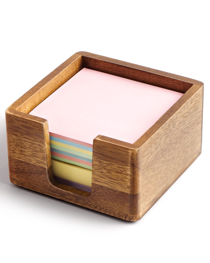 SWKHDKX Acacia Wood Sticky Note Holder, Post It Note Dispenser for Office Desk, 3x3 Sticky Notes Organizer, Wooden Memo Pad Holder for Desk Home Accessories, No Pads Included (Sticky Note Holder) - Image 1