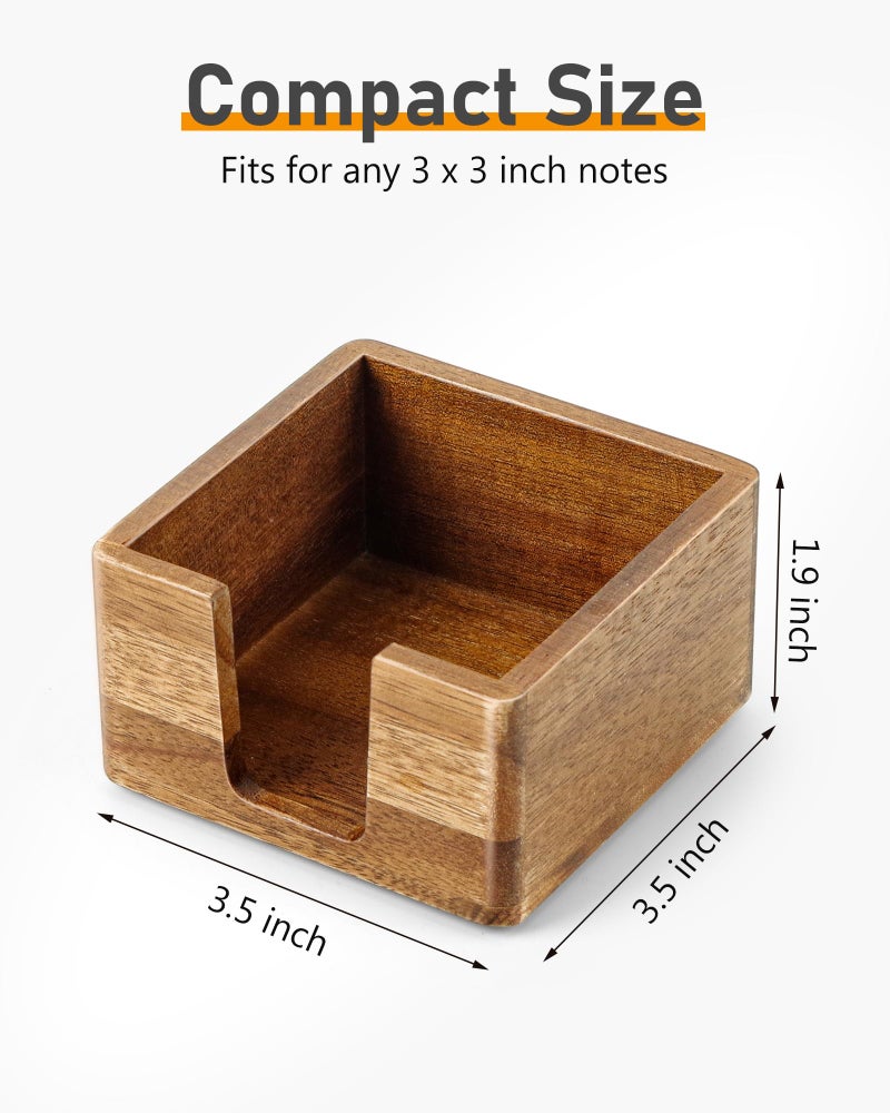 SWKHDKX Acacia Wood Sticky Note Holder, Post It Note Dispenser for Office Desk, 3x3 Sticky Notes Organizer, Wooden Memo Pad Holder for Desk Home Accessories, No Pads Included (Sticky Note Holder) - Image 2
