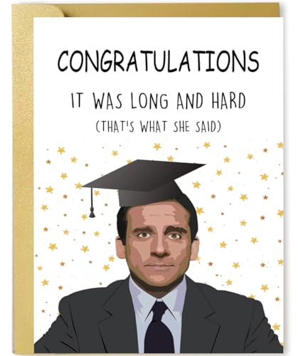 OJsensai Happy Graduation Card for Him Her, Congratulations Graduate, Michael Scott Card for Classmates, Funny Gifts for Graduate - Image 1