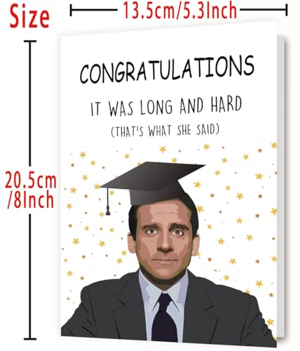 OJsensai Happy Graduation Card for Him Her, Congratulations Graduate, Michael Scott Card for Classmates, Funny Gifts for Graduate - Image 3