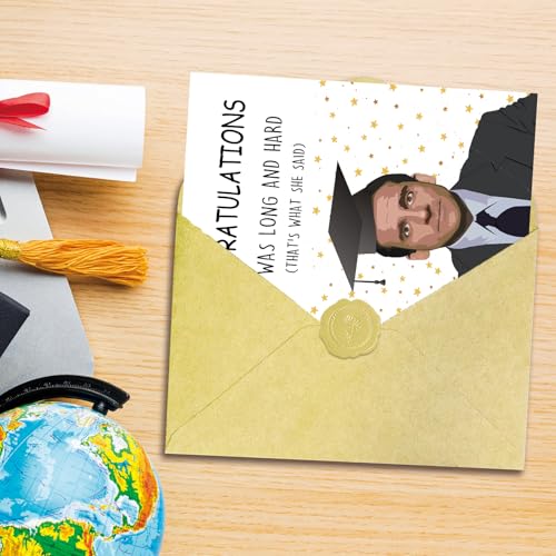 OJsensai Happy Graduation Card for Him Her, Congratulations Graduate, Michael Scott Card for Classmates, Funny Gifts for Graduate - Image 4