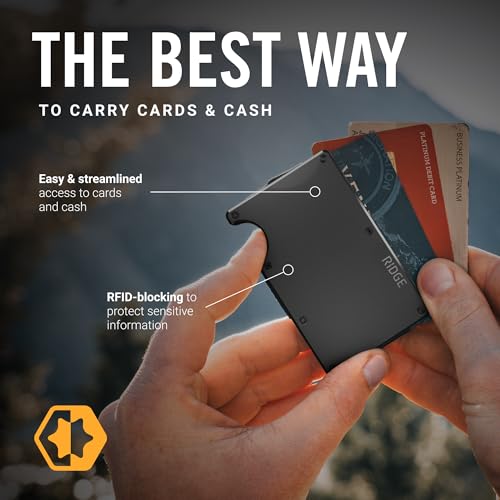 The Ridge Wallet - Slim Minimalist Compact Wallet and Card Holder| RFID Protected Front Pocket Wallets | Integrated Money Clip | Gunmetal - Image 3