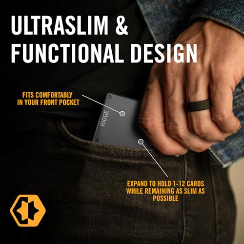 The Ridge Wallet - Slim Minimalist Compact Wallet and Card Holder| RFID Protected Front Pocket Wallets | Integrated Money Clip | Gunmetal - Image 2