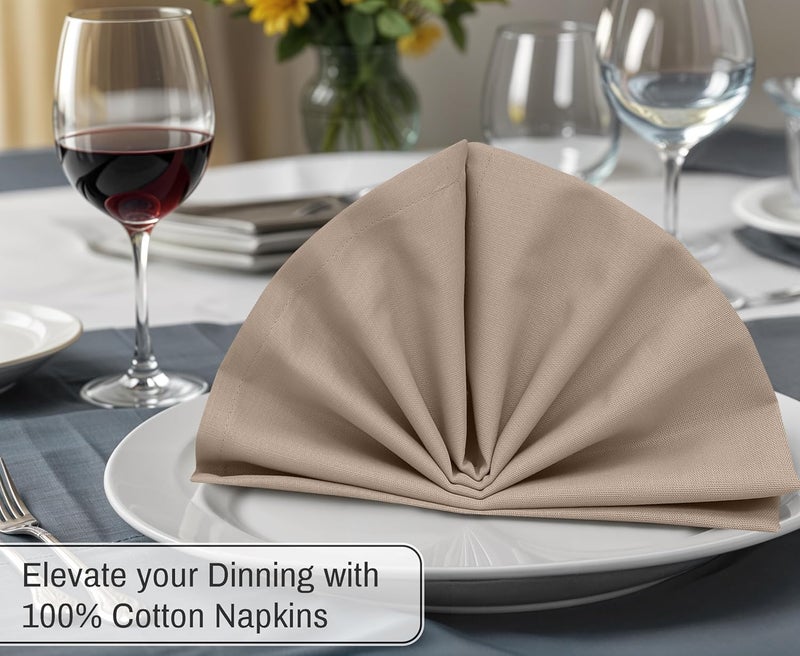 Ruvanti Cloth Napkins Set of 6, 18x18 Inches, 100% Cotton, Washable, Soft & Absorbent, Perfect for Wedding, Christmas, ‎Thanksgiving Dinners - Light Taupe - Image 4