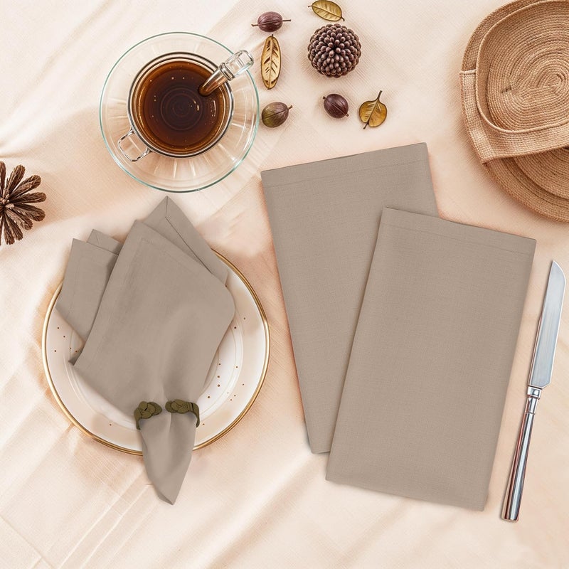 Ruvanti Cloth Napkins Set of 6, 18x18 Inches, 100% Cotton, Washable, Soft & Absorbent, Perfect for Wedding, Christmas, ‎Thanksgiving Dinners - Light Taupe - Image 2