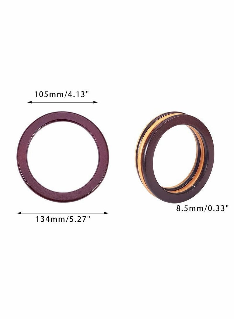 Wooden Bag Handles, 4 Pcs Round Shaped Replacement Purse Handles, 13.5 cm Handbag DIY Accessories  - Image 3