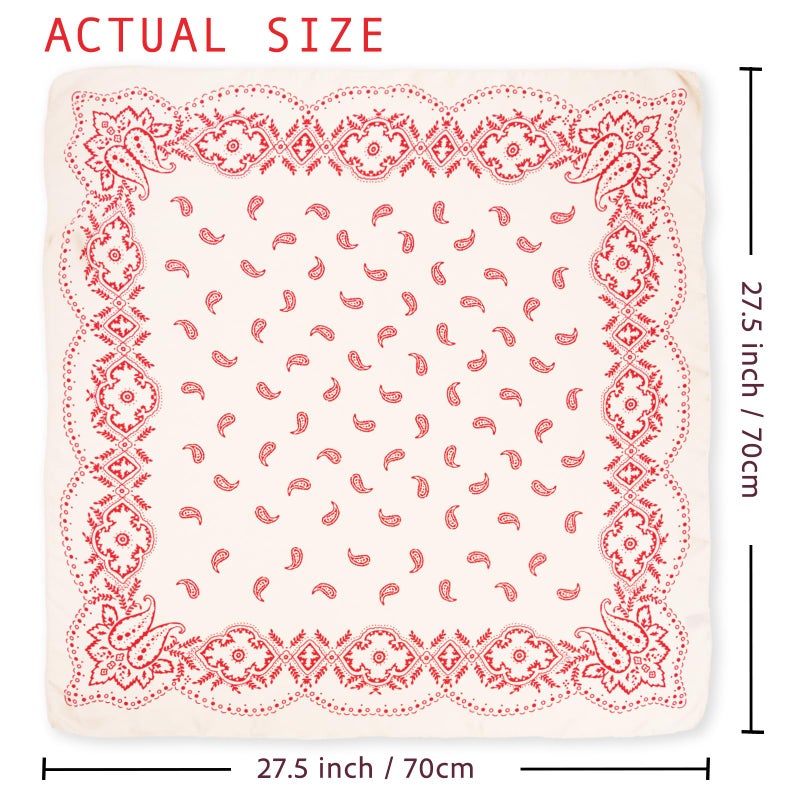 Wuliim 27.5" Fashion Satin Scarf - Super Soft Head Bandanas Silk Like, Medium Square Asthetic Handbag Scarf Versatile Neckerchief for Women (Cream-Red Houndstooth) - Image 2