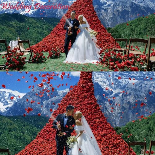 CODE FLORIST 2200 PCS Dark-Red Silk Rose Petals for Romantic Night,Wedding,Proposal Anniversary Flower Decorations - Image 2