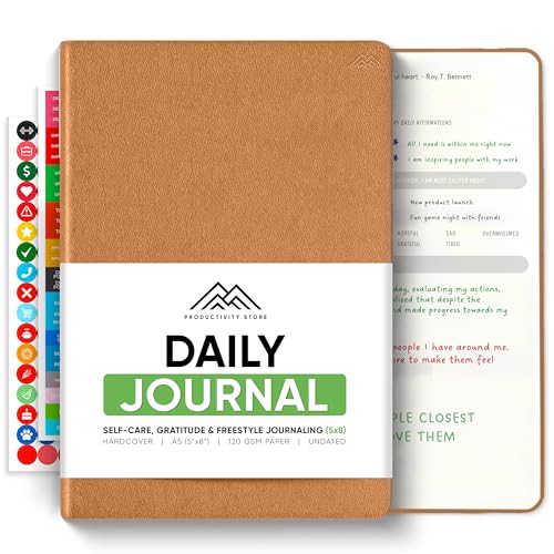 PRODUCTIVITY STORE Best Daily Journal for Men & Women for Mindfulness | Gratitude Journal, Manifestation Journal, Self-Care Journal & Daily Journal with Prompts (Brown) - Image 1