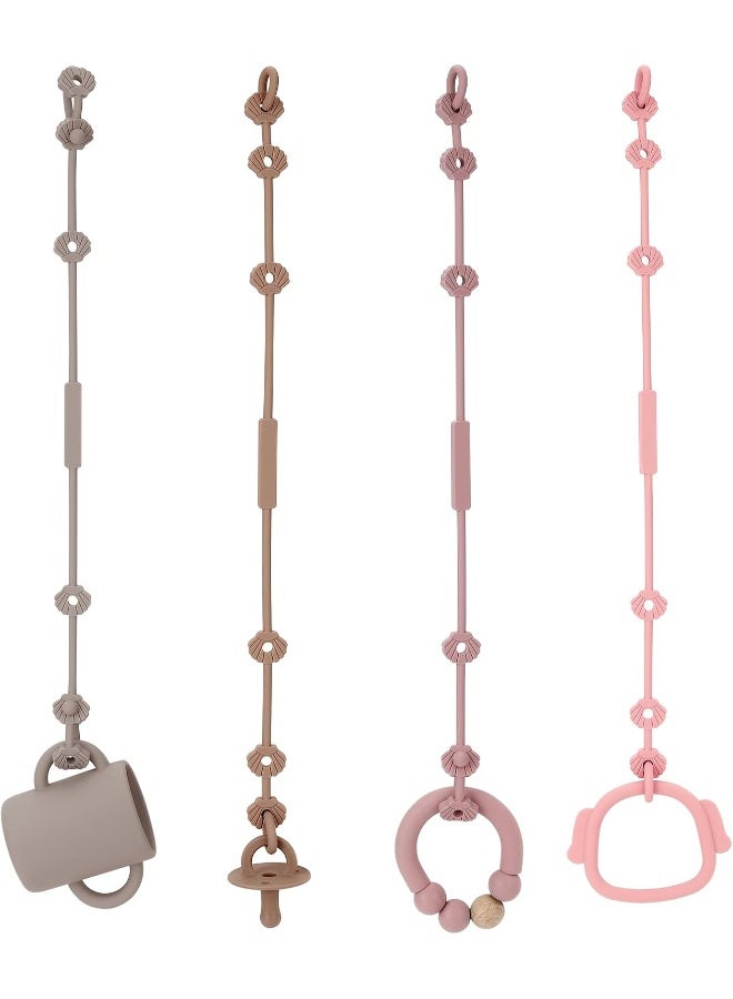 Socub 4pcs Toy Safety Straps, Silicone Adjustable Baby Pacifier Teether Straps, Toddler Toy Bottle Harness Straps for Strollers, High Chair, Cribs, Bags, BPA Free - Image 1