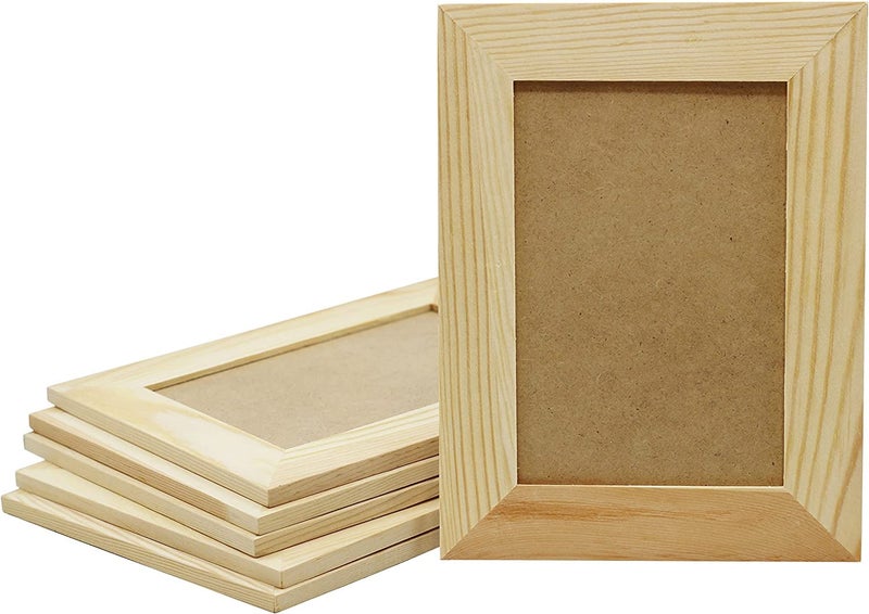 Creative Hobbies Pack of 12  Unfinished Solid Pine Wood Picture Frames for Arts  Crafts DIY Painting Projects  Stand or Hang on The Wall  6x8 Frame Size Holds 6x4 Pictures  for Adults  Kids