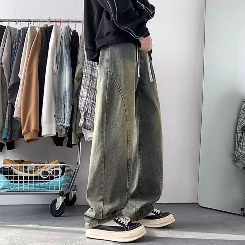 Straight Jeans Men'S Autumn American Style High Street Trendy Brand Boys Washed Old Autumn Casual Trendy Pants - Image 4
