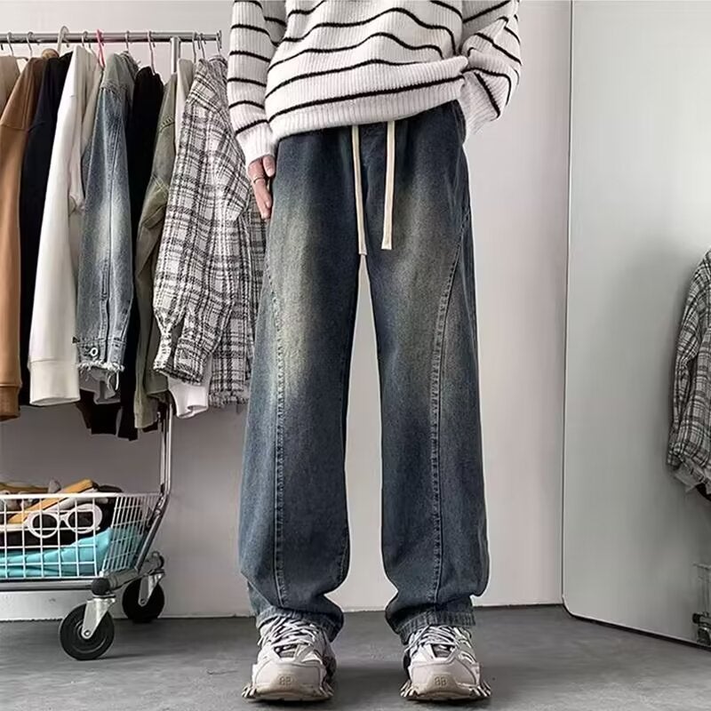 Straight Jeans Men'S Autumn American Style High Street Trendy Brand Boys Washed Old Autumn Casual Trendy Pants - Image 5