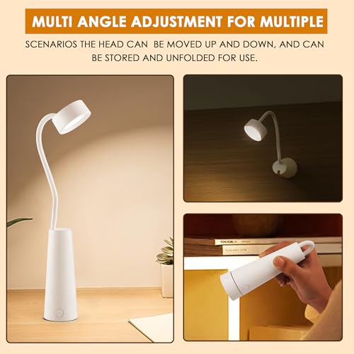 Gesto Plastic Rechargeable Led Book LightÂ–Dimmable 3 Color Temperature Portable Study Lamp For Night Reading,Detachable & Handheld Portable Desk Lamp For Working,Studying Or Looking,Study Table,White - Image 2