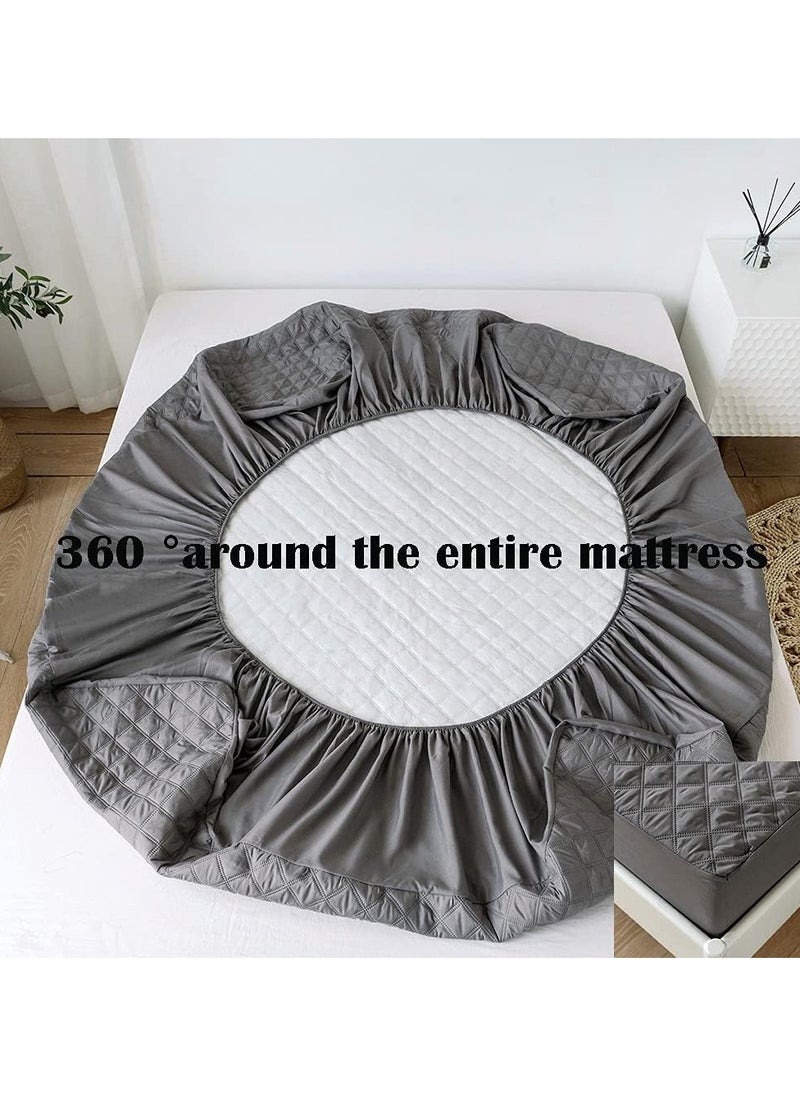 Generic 100% Waterproof Mattress Pad Protector,Breathable Quilted Mattress Cover,Breathable Mattress Protector,Soft Breathable Mattress Pad Cover,Dust Proof Mattress Protector (Grey-200cm*220cm)  - Image 4