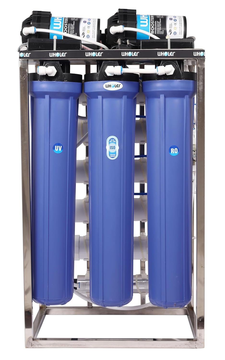 WHOLER 100 LPH RO PLANT Commercial water purifier 100 Liter Per Hour Blue Stainless steel Full Automatic with TDS Adjuster And ROUVTDSAUTO SHUT OFF