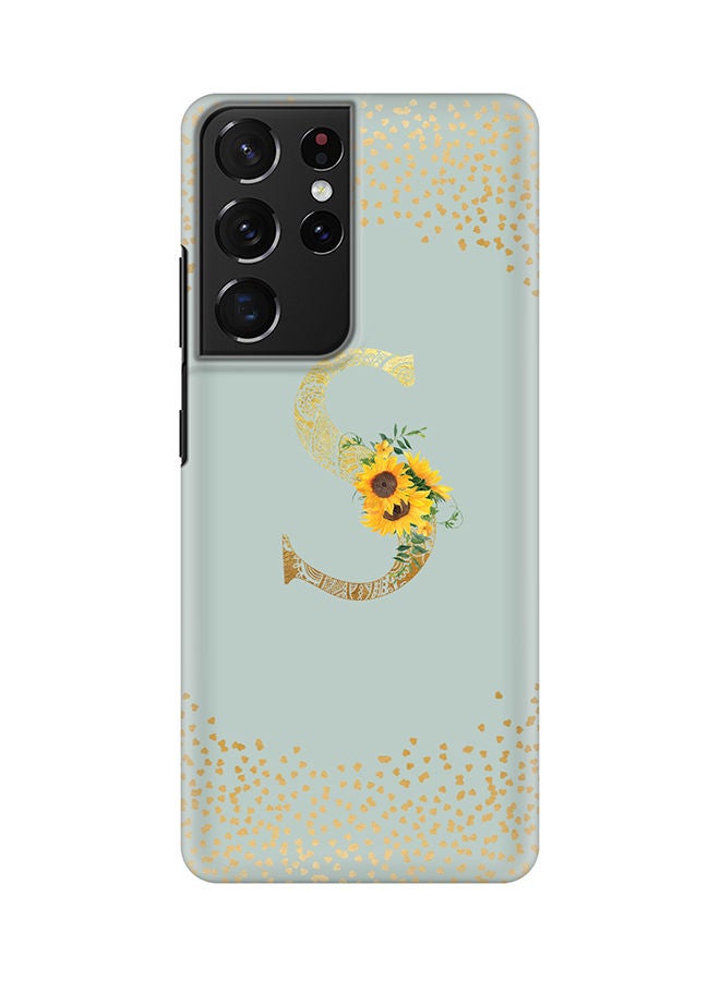Stylizedd Monogram Slim Cover for Samsung Galaxy S21 Ultra 5G Case Custom Initials Letter Floral Pattern Snap Series Mobile Cover Matte Alphabet  - S (Light Green) - Image 1