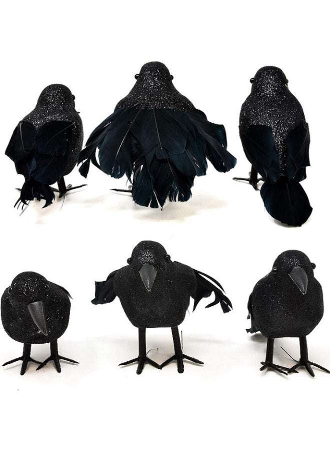 Loquat Simulation Crow Black Crow Decorations Shooting Props Garden Furniture Decoration Easter Wholesale-Dimensions:Powder 6-piece Set - Image 1
