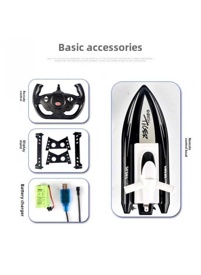 Remote Control Boat High Speed Speedboat Water Yacht Electric Small Ship Model Can Be Launched Wireless Children Boys Play King-Color:Blue Upgraded Version★-Specification:Playable [total Three Batteries For About 90 Minutes]★  - Image 3