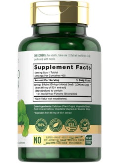 CARLYLE Ginkgo Biloba 3000mg | 400 Tablets  - Image 2