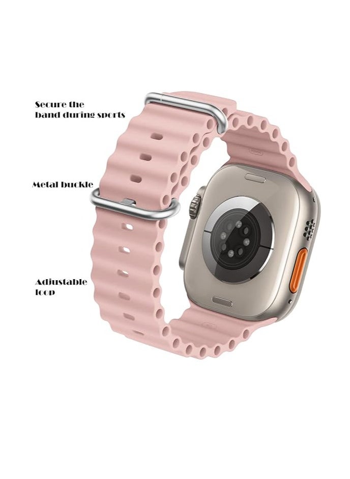 ten.tech - Ten Tech Silicone Band for Apple Watch Ultra/Ultra 2 49mm 45mm 44mm 42mm, Waterproof Soft Silicone Sports Band for iWatch Ultra SE 8/7/6/5/4/3/2/1, Pink - Image 1