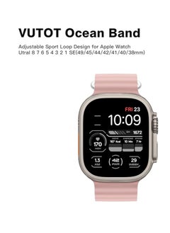 ten.tech Ten Tech Silicone Band for Apple Watch Ultra/Ultra 2 49mm 45mm 44mm 42mm, Waterproof Soft Silicone Sports Band for iWatch Ultra SE 8/7/6/5/4/3/2/1, Pink  - Image 2