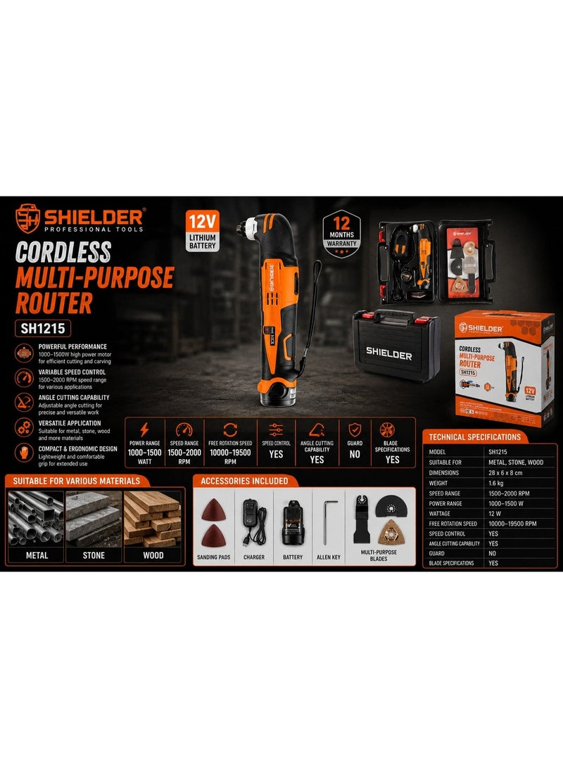 Shielder Multi Tool Oscillating Cutter Shielder SH-1215 With Variable Speed, LED Light, Metal Gearbox And Multi Function Accessory Kit - Image 1