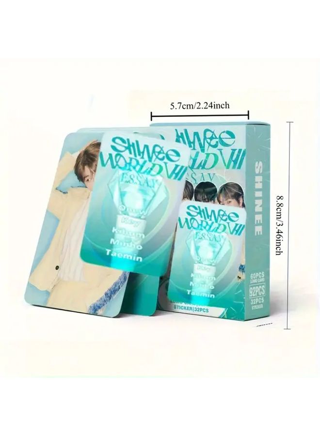 92 قطعة من بطاقات الصور الفنية الجماعية SHINee LOMO World للفنانين مجموعة قابلة للجمع تصميم أزرق مخضر وأبيض تذكارات كي بوب - Image 5