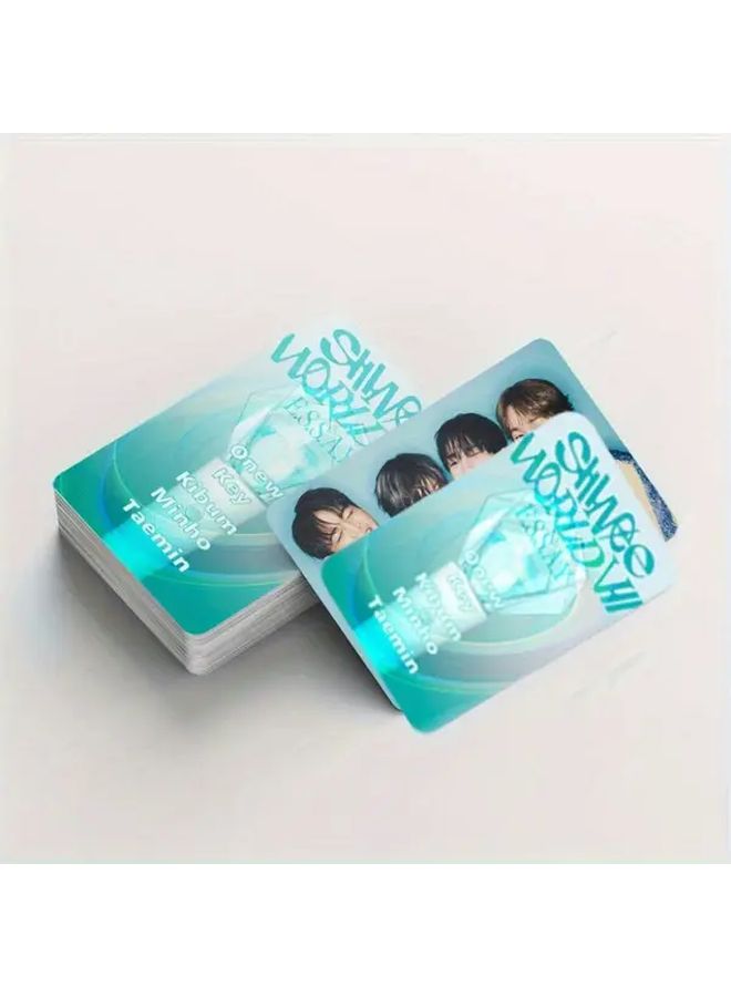 92 قطعة من بطاقات الصور الفنية الجماعية SHINee LOMO World للفنانين مجموعة قابلة للجمع تصميم أزرق مخضر وأبيض تذكارات كي بوب - Image 3