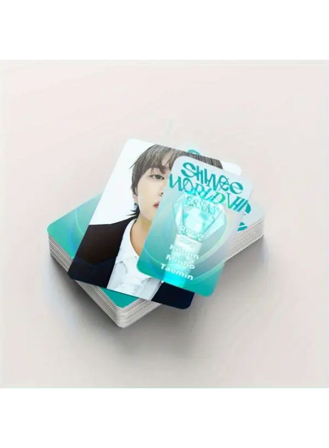 92 قطعة من بطاقات الصور الفنية الجماعية SHINee LOMO World للفنانين مجموعة قابلة للجمع تصميم أزرق مخضر وأبيض تذكارات كي بوب - Image 2