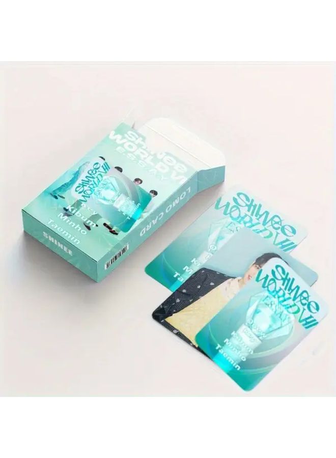 92 قطعة من بطاقات الصور الفنية الجماعية SHINee LOMO World للفنانين مجموعة قابلة للجمع تصميم أزرق مخضر وأبيض تذكارات كي بوب - Image 4