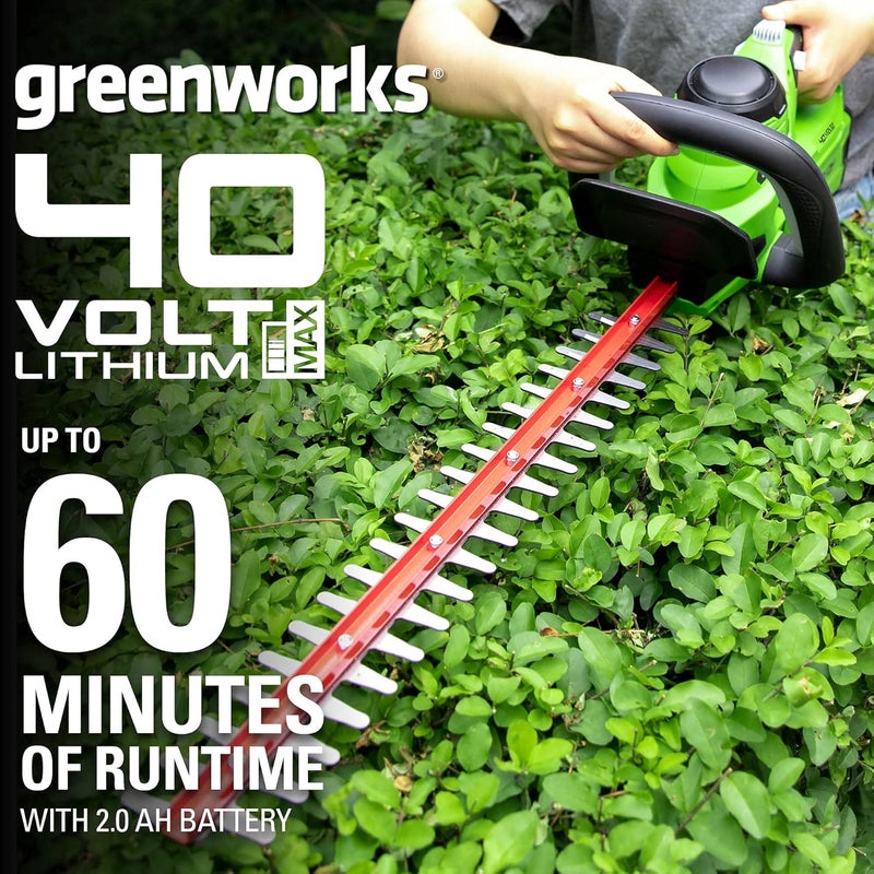 Greenworks 40V 24" Cordless Hedge Trimmer (1" Cutting Capacity), Tool Only - Image 3