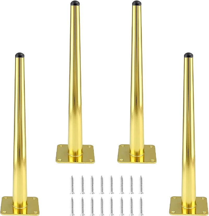 QZibeva Sofa Legs 12 Inch Sofa Furniture Golden Glossy Finish Cone Design Sofa Leg Set of 4 Heavy Duty Weight Capacity 200 LBS Per Leg - Image 2