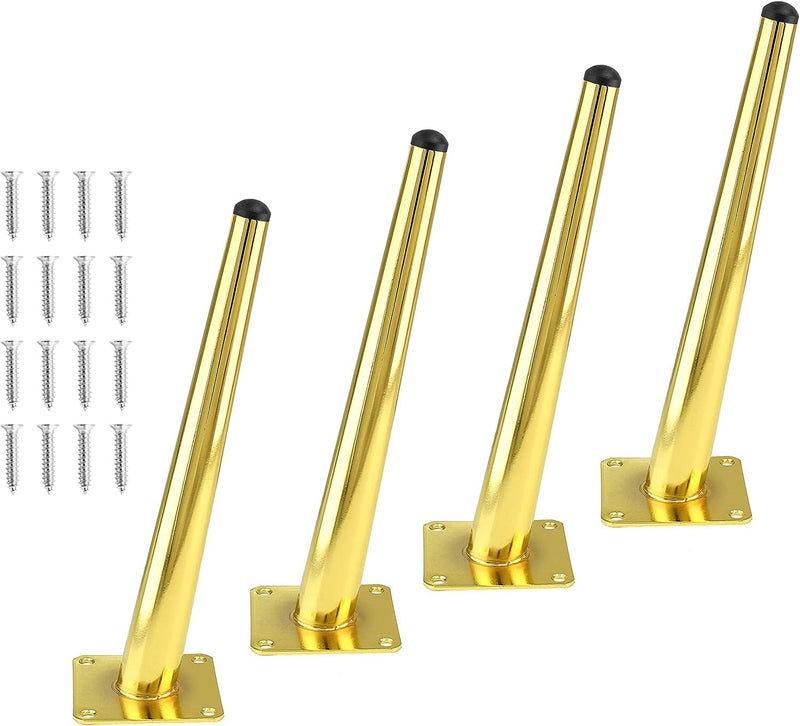 QZibeva Sofa Legs 12 Inch Sofa Furniture Golden Glossy Finish Cone Design Sofa Leg Set of 4 Heavy Duty Weight Capacity 200 LBS Per Leg - Image 4