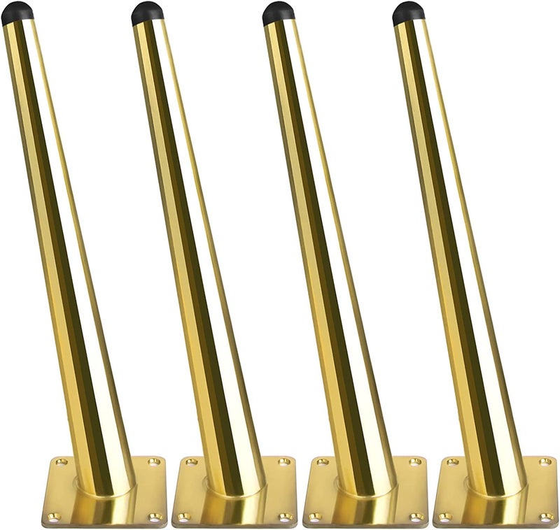 QZibeva Sofa Legs 12 Inch Sofa Furniture Golden Glossy Finish Cone Design Sofa Leg Set of 4 Heavy Duty Weight Capacity 200 LBS Per Leg - Image 1