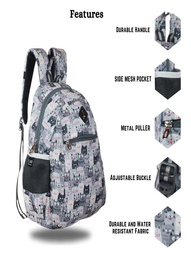 Ligo 14 Inch Catseye Kids Picnic Printed Bag 13 Liters | Kids School Bag For Boys (Grey) - Image 4