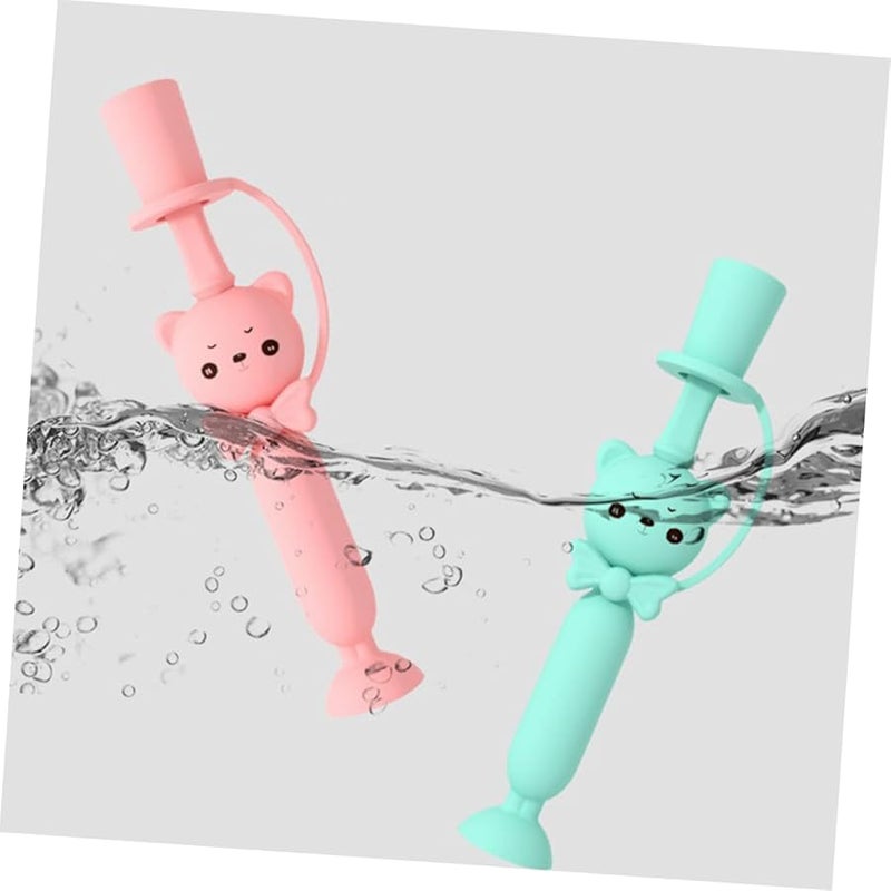 فرشاة أسنان سيليكون للأطفال على شكل دب كرتوني للعناية بالفم للأطفال الصغار بشعيرات ناعمة لون عشوائي - Image 4