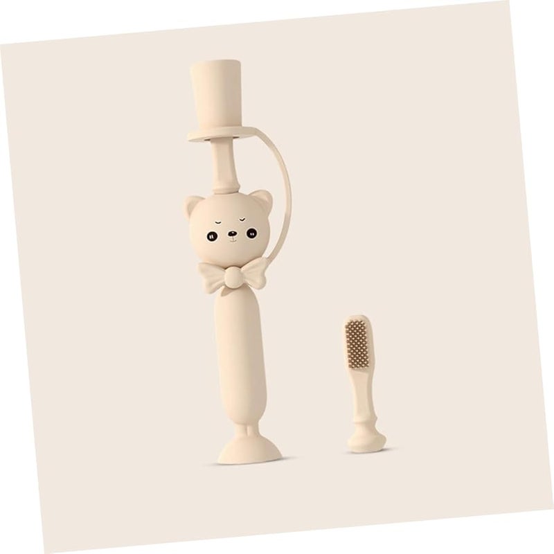 فرشاة أسنان سيليكون للأطفال على شكل دب كرتوني للعناية بالفم للأطفال الصغار بشعيرات ناعمة لون عشوائي - Image 5