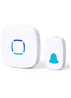 SKY-TOUCH جرس باب لاسلكي مقاوم للماء مجموعة جرس باب لاسلكي مع 36 جرس وحجم قابل للتعديل مع صوت وإضاءة LED جرس المنزل (1 جهاز استقبال و1 زر ضغط)  - Image 1