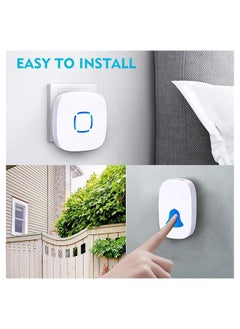 SKY-TOUCH جرس باب لاسلكي مقاوم للماء مجموعة جرس باب لاسلكي مع 36 جرس وحجم قابل للتعديل مع صوت وإضاءة LED جرس المنزل (1 جهاز استقبال و1 زر ضغط)  - Image 3