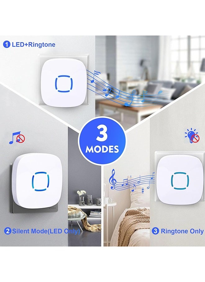 SKY-TOUCH - Wireless Doorbell Waterproof Wireless Doorbell Kit With 36 Bells And Adjustable Volume With Sound And Led Home Door Bell Chime (1 Receiver And 1 Pressure Button) - Image 1