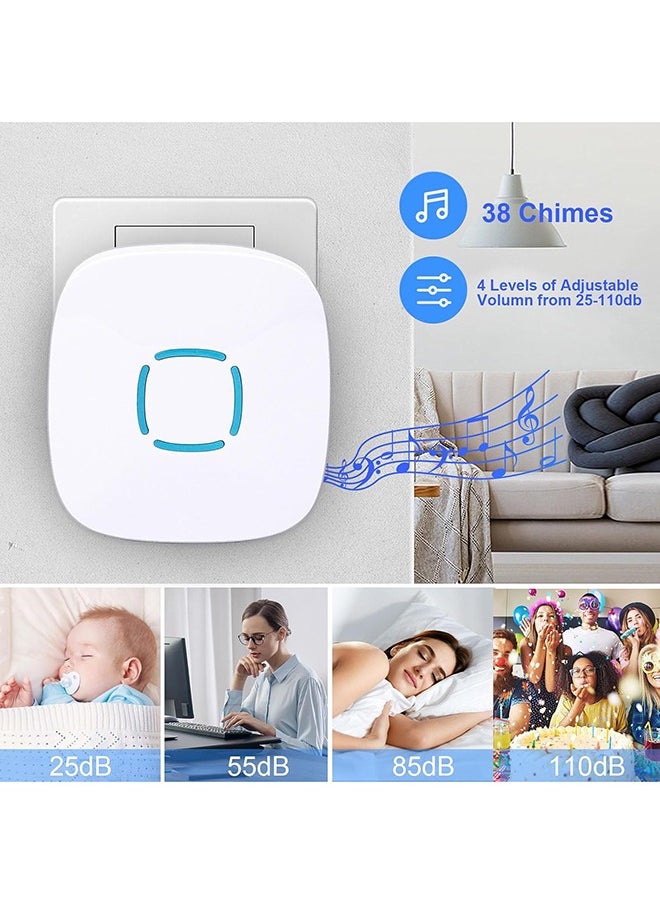 SKY-TOUCH - Wireless Doorbell Waterproof Wireless Doorbell Kit With 36 Bells And Adjustable Volume With Sound And Led Home Door Bell Chime (1 Receiver And 1 Pressure Button) - Image 1
