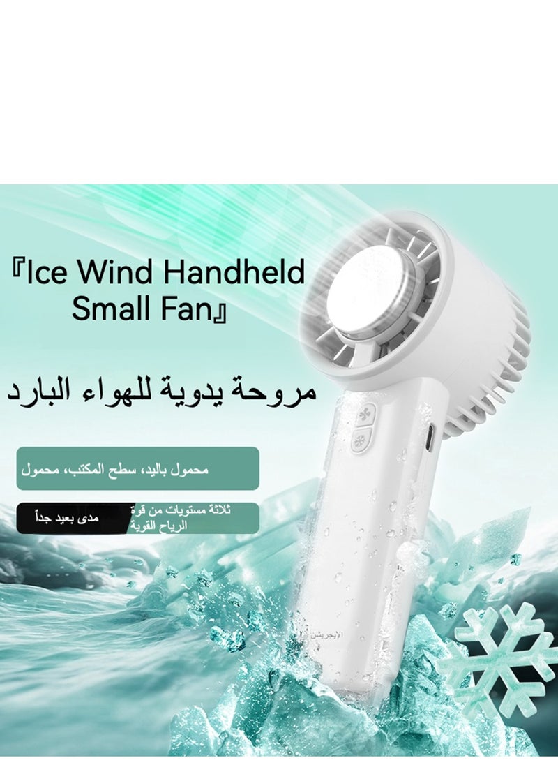 Generic 2 in 1 Portable Handheld Fan, Foldable Desk Fan,USB Mini Outdoor Cooling Fan, Desktop Rechargeable Model Fan, Strong Wind Speed Cooling for Travel/Outdoor/Home/Office - White  - Image 2